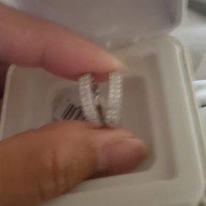 1carat clear white diamonds hoop earrings